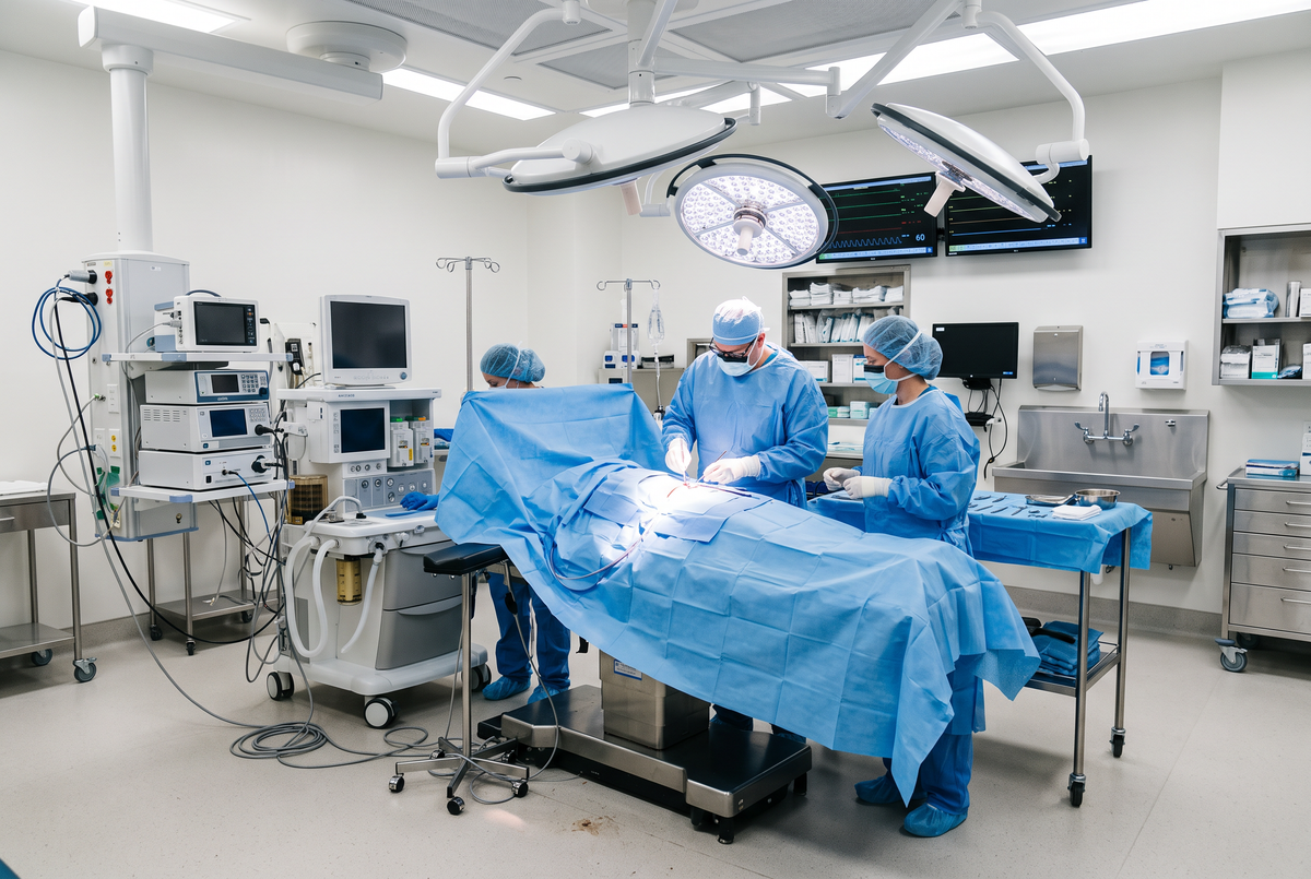 A bright, modern outpatient ambulatory surgery center operating room